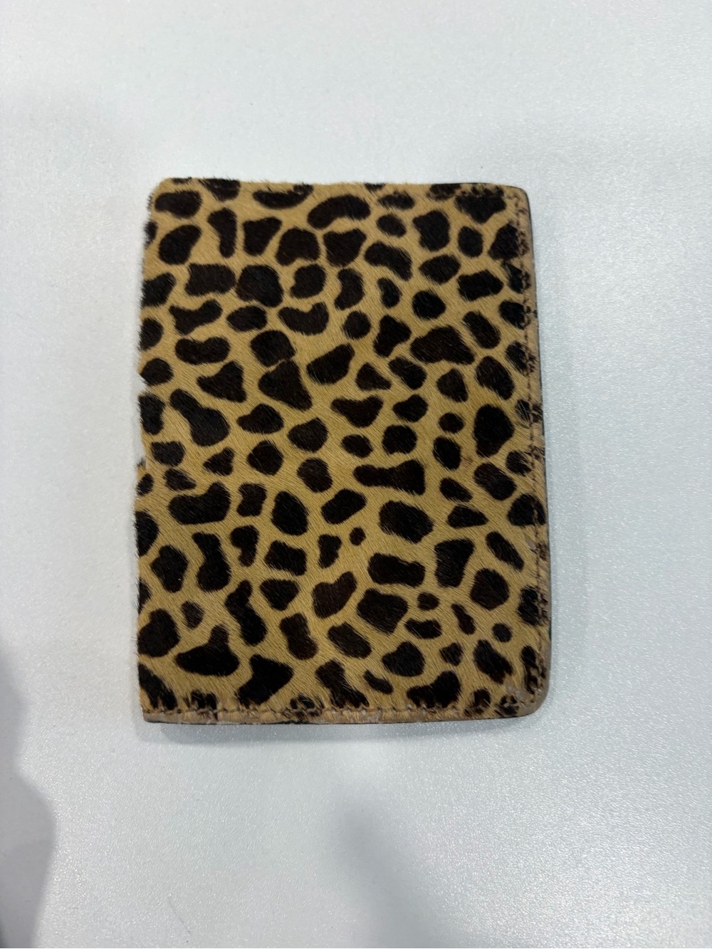 Escada Leopard Print Card Holder in Tan and Black